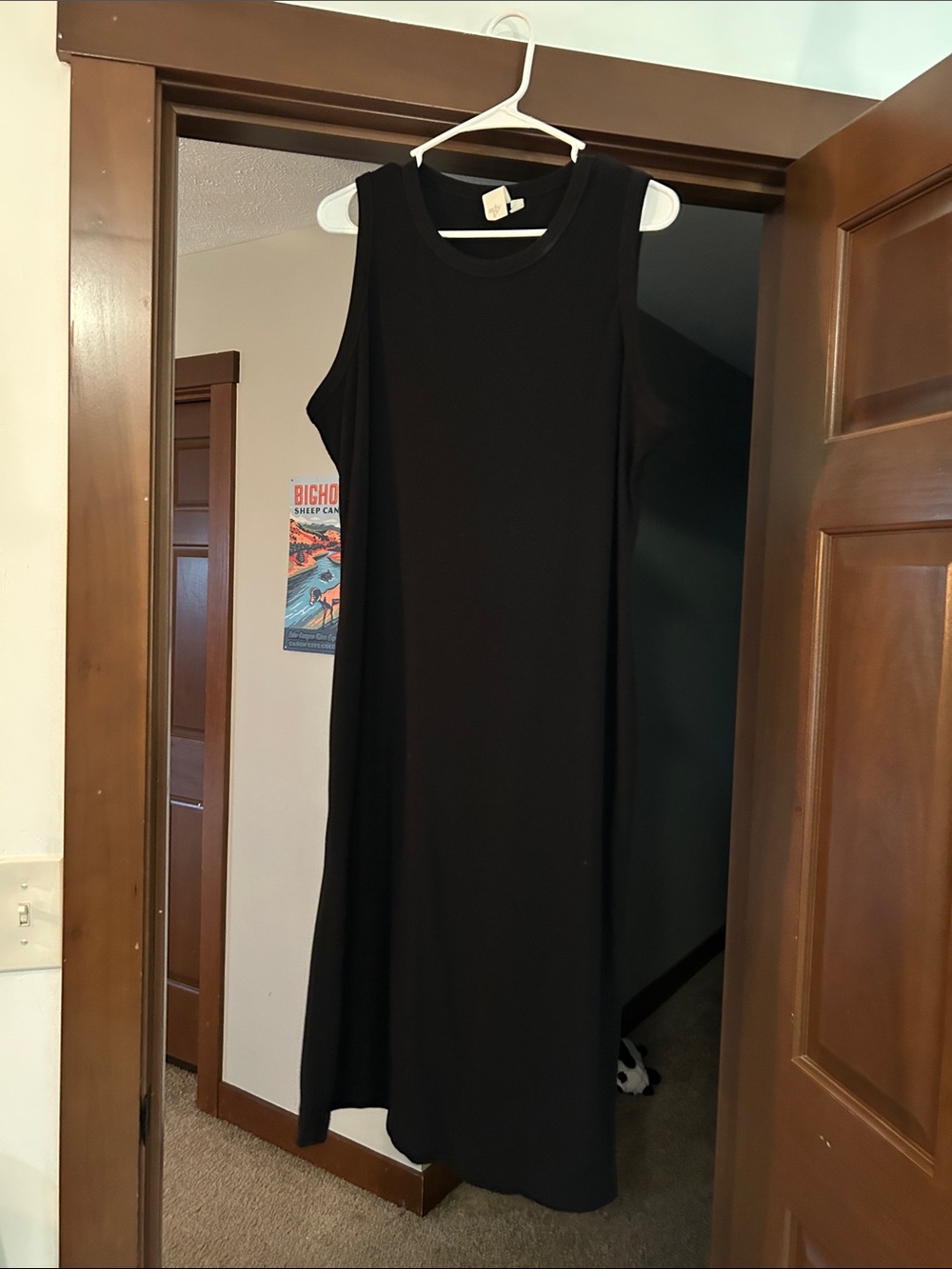 Black Sleeveless Maxi Dress with Clean Crew Neck
